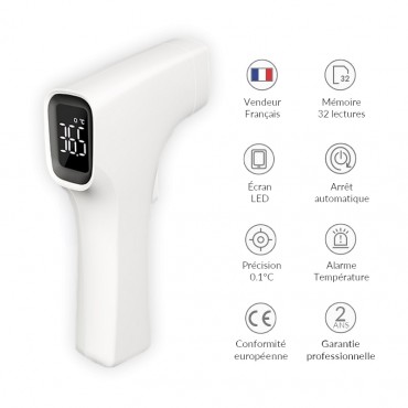 Vigicom® TH-IR01 : Thermomètre Infrarouge Médical Professionnel avec Écran LED Rétroéclairé