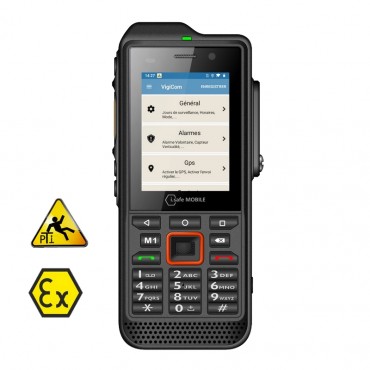 Vigicom® ATI-3620Ex1 : Smartphone Atex Android ultra robuste avec clavier à touches pour la protection des travailleurs isolés